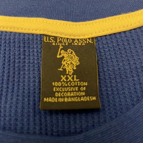 U.S. Polo Assn. Long Sleeve Waffle Knit Shirt, Mens XXL, Royal Blue - Picture 2 of 2